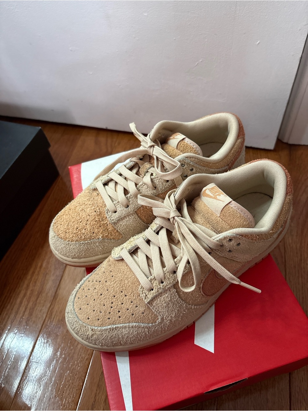 Nike Dunk Suede Low-Top Sneakers in Beige and Tan